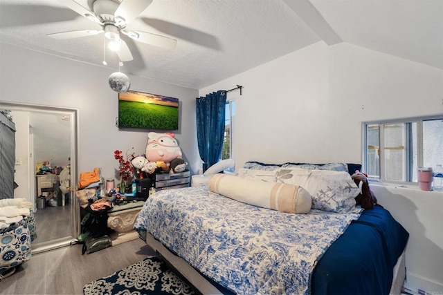 3838 Van Dyke Ave, San Diego, CA 92105 - bedroom with wood finished floors, lofted ceiling, and ceiling fan