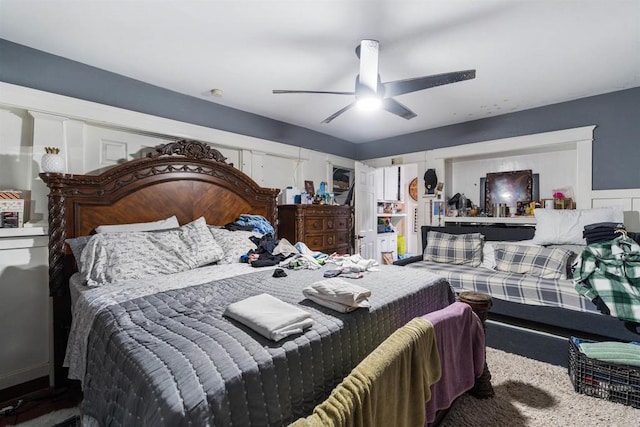 bedroom with carpet and ceiling fan