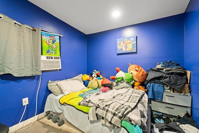 3838 Van Dyke Ave, San Diego, CA 92105 - carpeted bedroom with cooling unit and lofted ceiling