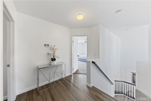 corridor featuring dark hardwood / wood-style flooring