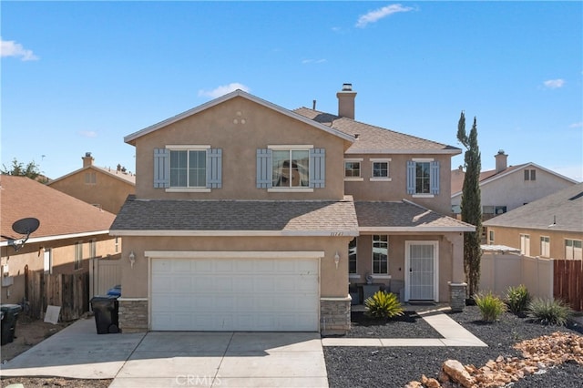 view of front property with a garage