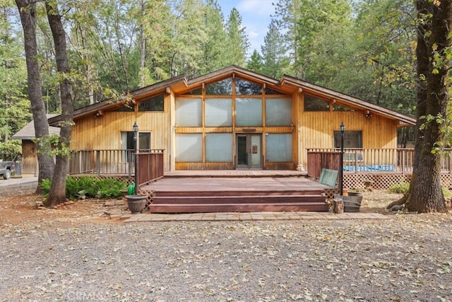 view of front facade with a deck