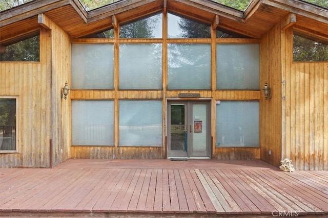 exterior space featuring a wooden deck