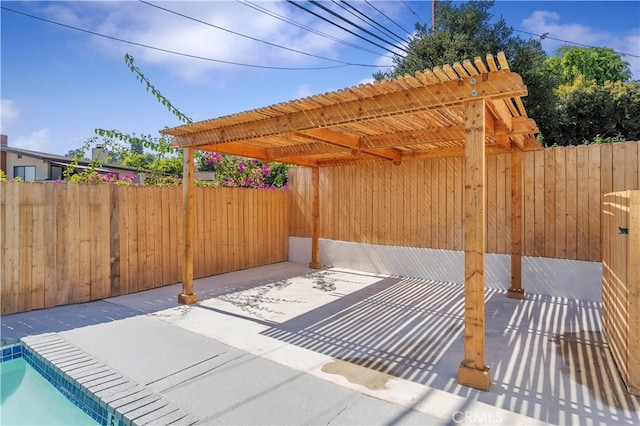 view of patio featuring a pergola