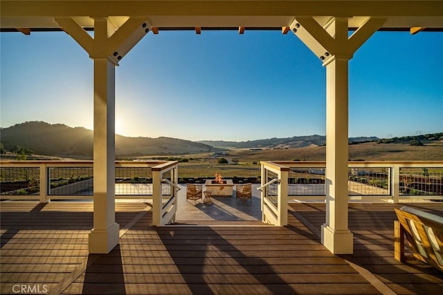 deck with a mountain view