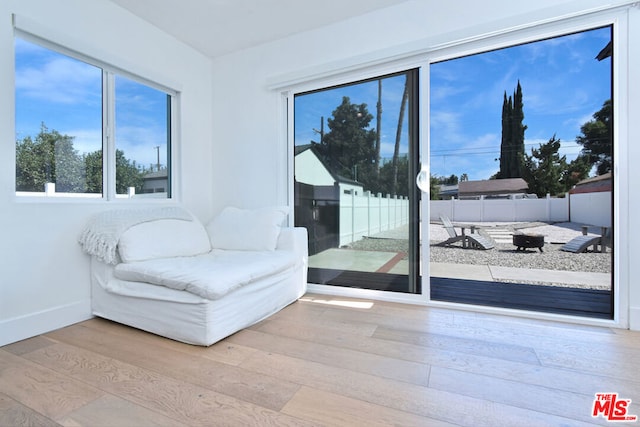 living area featuring light wood-type flooring