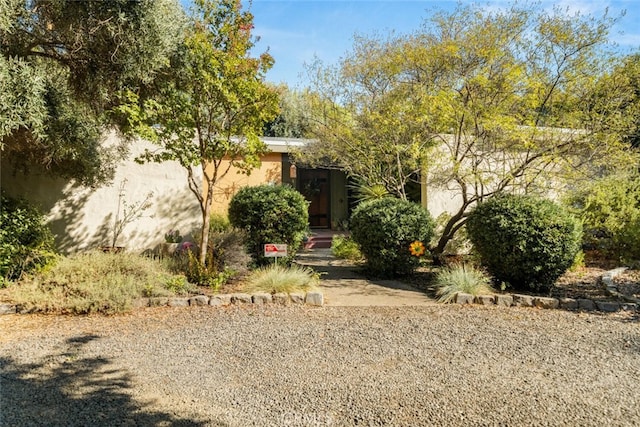 view of property hidden behind natural elements