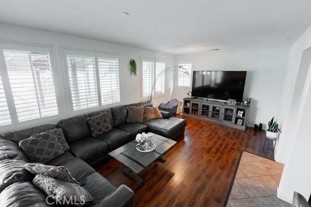 living room with wood-type flooring