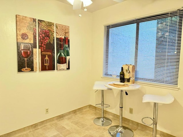 dining area featuring ceiling fan