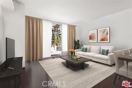 living room featuring dark hardwood / wood-style flooring