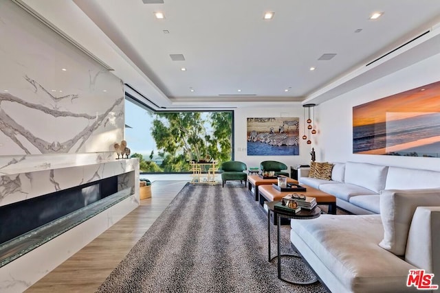 living room featuring light wood-type flooring