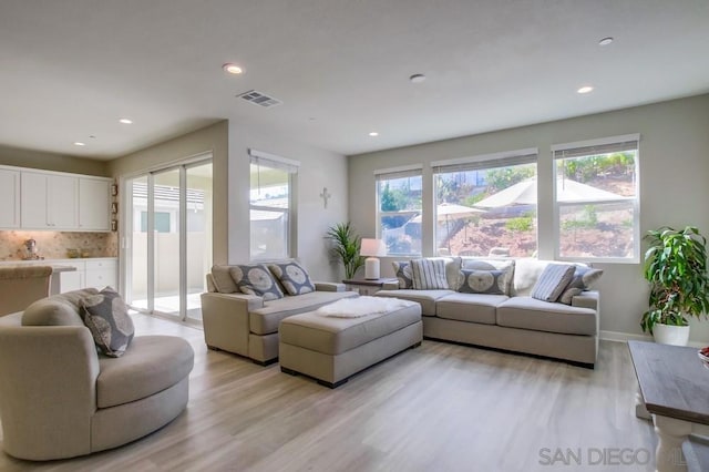 living room featuring light hardwood / wood-style floors