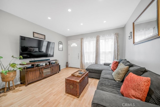 living room featuring light hardwood / wood-style flooring