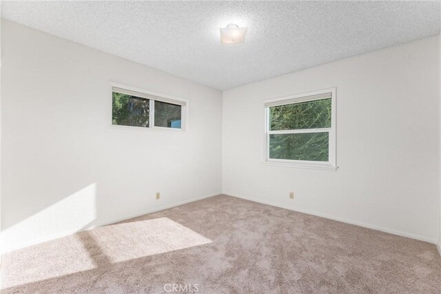 carpeted spare room featuring a textured ceiling