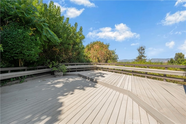 deck featuring a mountain view