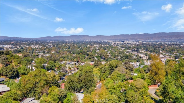 bird's eye view with a mountain view