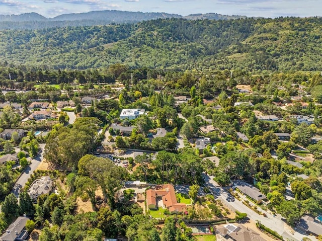 birds eye view of property with a mountain view