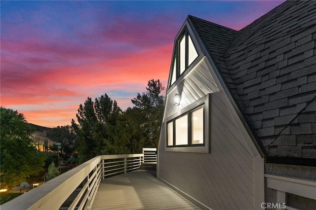 view of property exterior at dusk