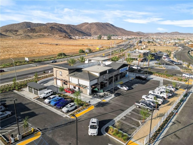 birds eye view of property featuring a mountain view