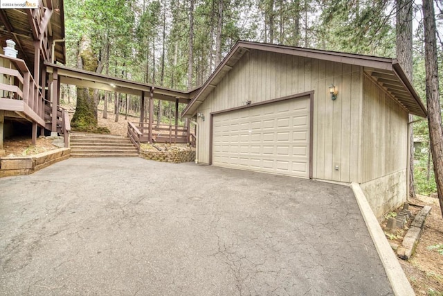 garage with wooden walls