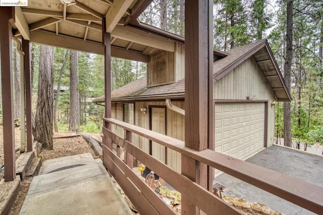 exterior space featuring a garage