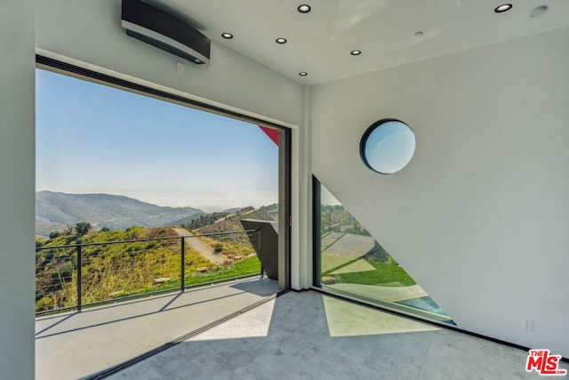 interior space featuring a mountain view