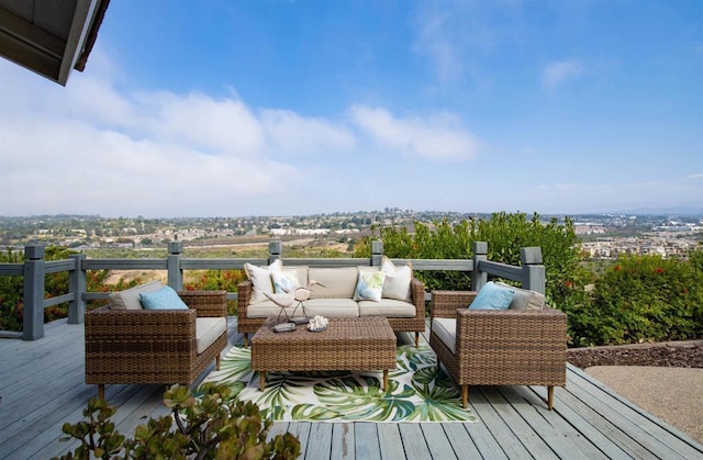 deck with an outdoor living space