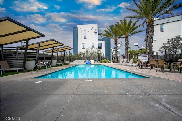 view of pool featuring a patio