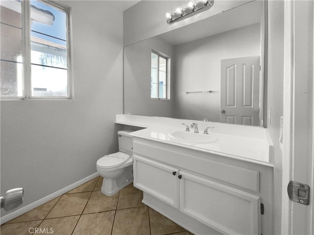 bathroom featuring toilet, tile patterned floors, and vanity