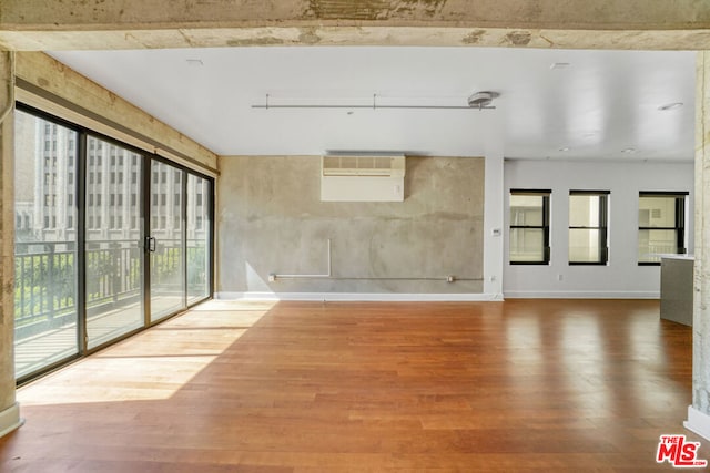 unfurnished room featuring wood-type flooring and a healthy amount of sunlight