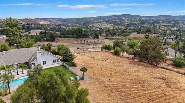 aerial view with a mountain view