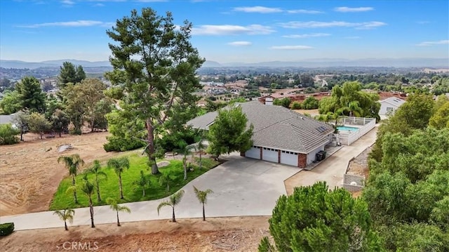 aerial view featuring a mountain view