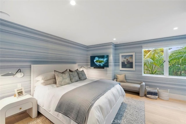 bedroom featuring light wood-type flooring