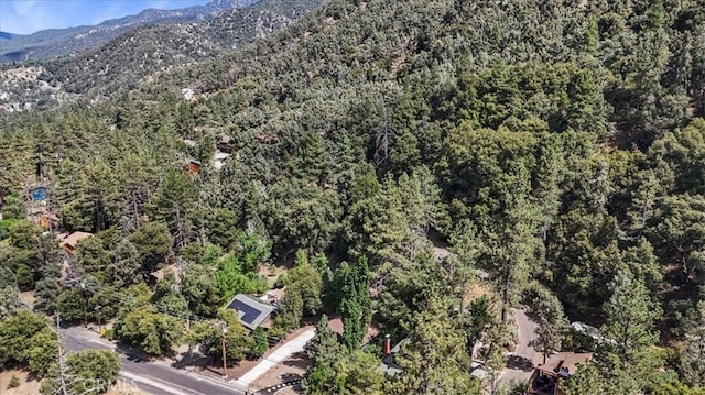 drone / aerial view featuring a mountain view