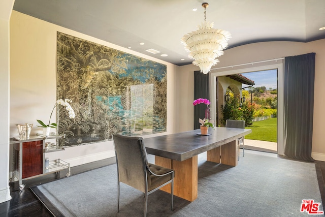 dining room featuring a chandelier