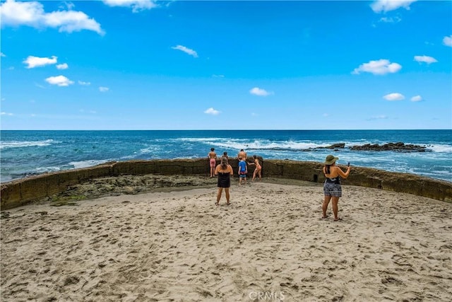 view of water feature featuring a view of the beach