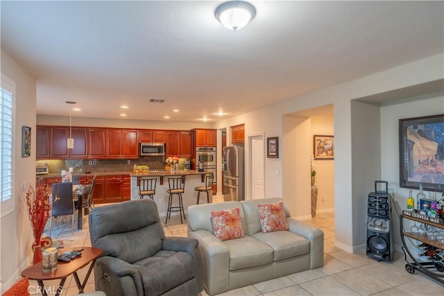 view of tiled living room