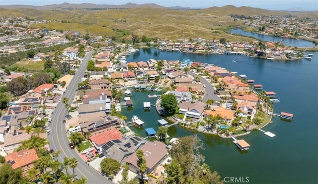 aerial view with a water and mountain view