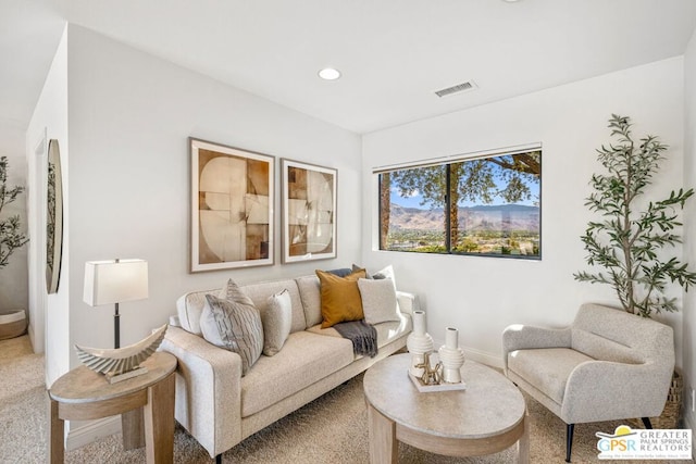 living room featuring carpet