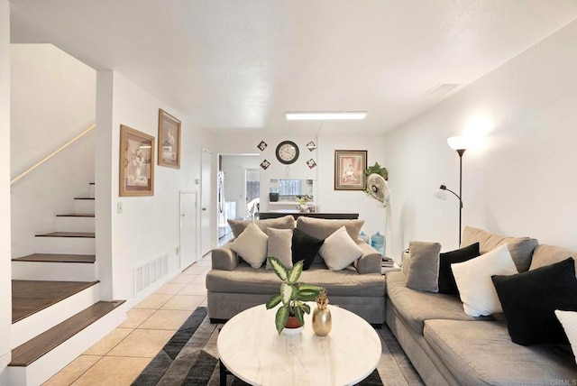 view of tiled living room