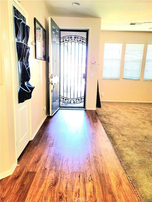 foyer entrance with dark hardwood / wood-style flooring