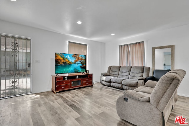 living room featuring light hardwood / wood-style floors