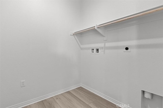 9665 Larimar Ct, Riverside, CA 92508 - laundry room with light wood-style flooring, baseboards, hookup for a washing machine, hookup for an electric dryer, and laundry area