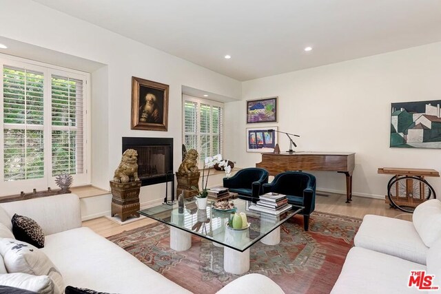 living room featuring plenty of natural light and hardwood / wood-style floors