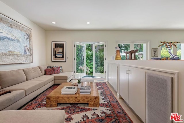 living room featuring light hardwood / wood-style floors and plenty of natural light