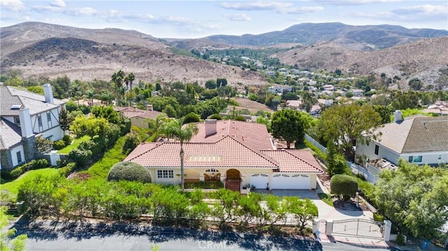 aerial view with a mountain view