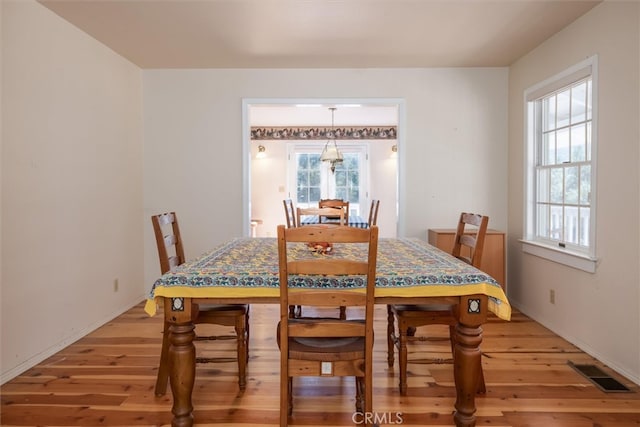 dining room with hardwood / wood-style flooring