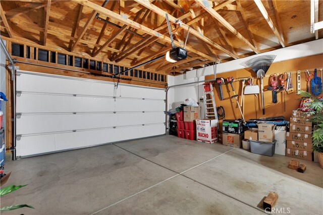 garage with a garage door opener