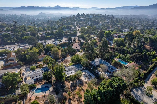 aerial view with a mountain view