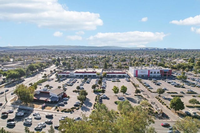 drone / aerial view with a mountain view